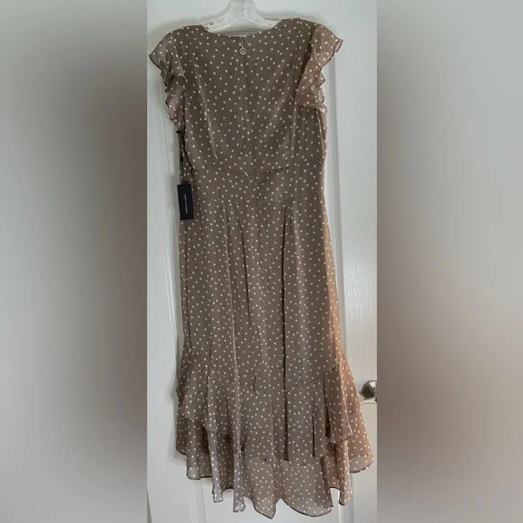 NWT Tommy Hilfiger Womens Size 10 Taupe/Polka Dots Dress w/Monogram Zipper Pull - Picture 3 of 3